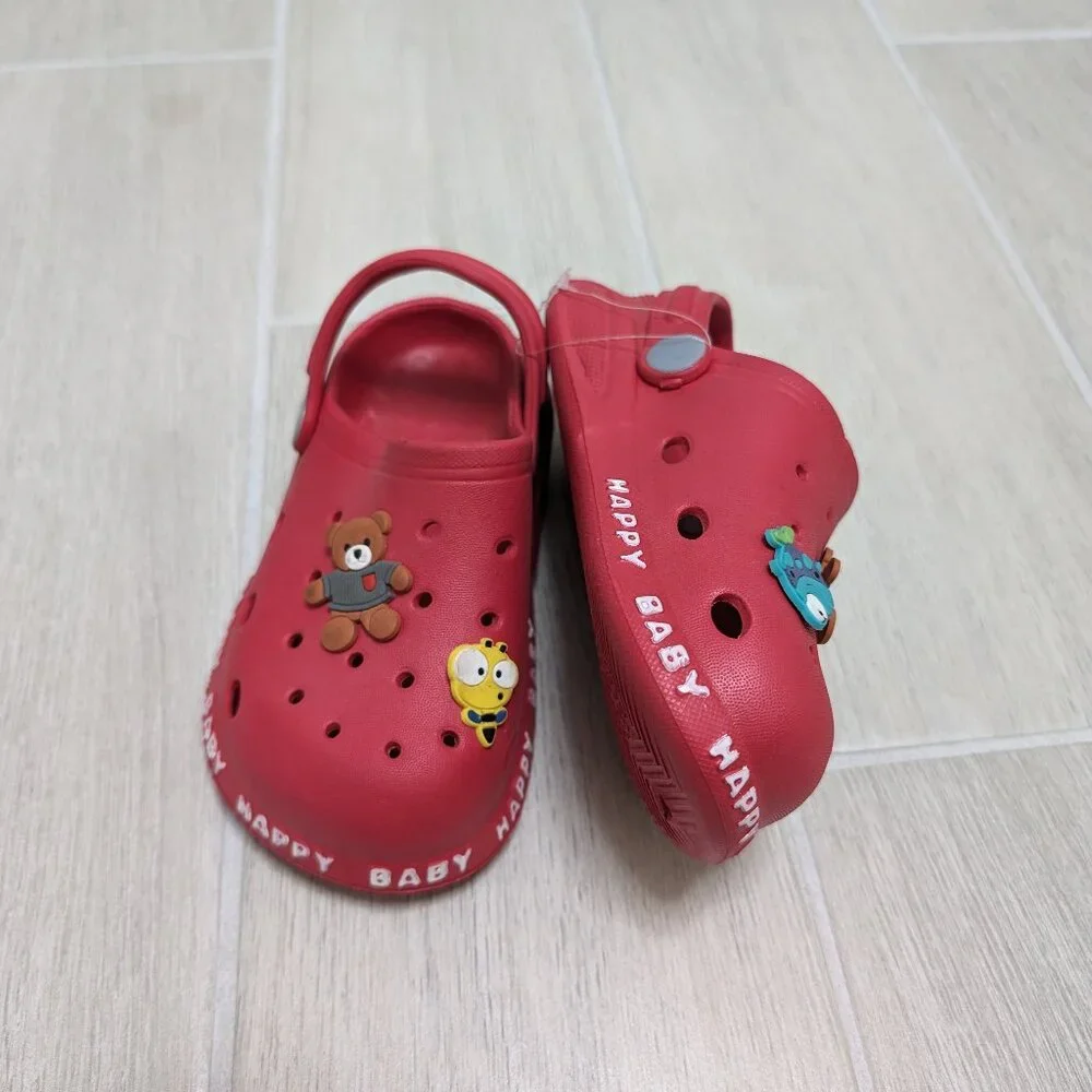 NWT Super Cute RED Teddy Clogs Kids Unisex Slip-ons Sizes 12M to 1…